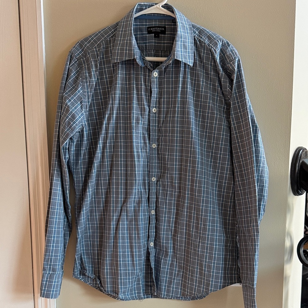 J. Maverick Men's Shirt - Blue and Gray